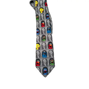 Sesame Street 100% Silk Handmade Colorful Character Print Long Necktie